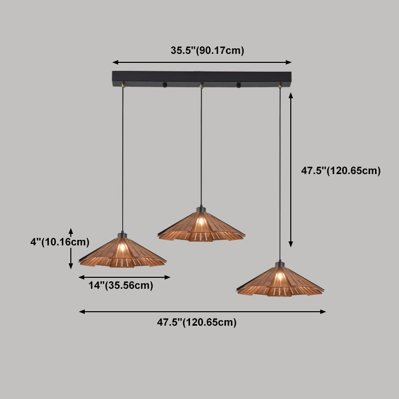 Geometry Shaped Basswood Ceiling Pendant Light Modern Style Hanging Light for Dining Room