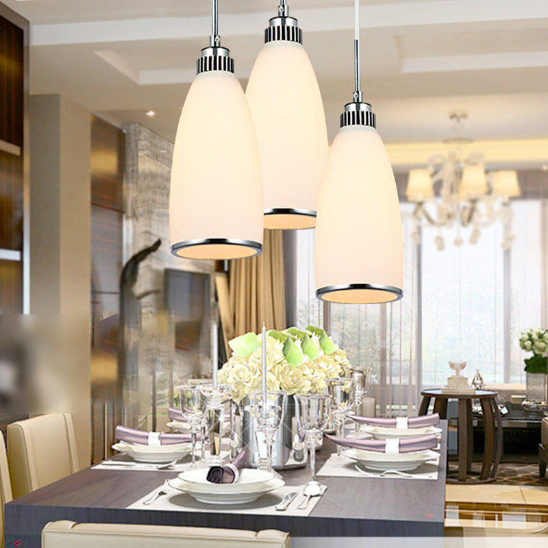 Minimaliste 3 lumières Pendante Bell Glass Shade Suspension Lampe pour salle à manger