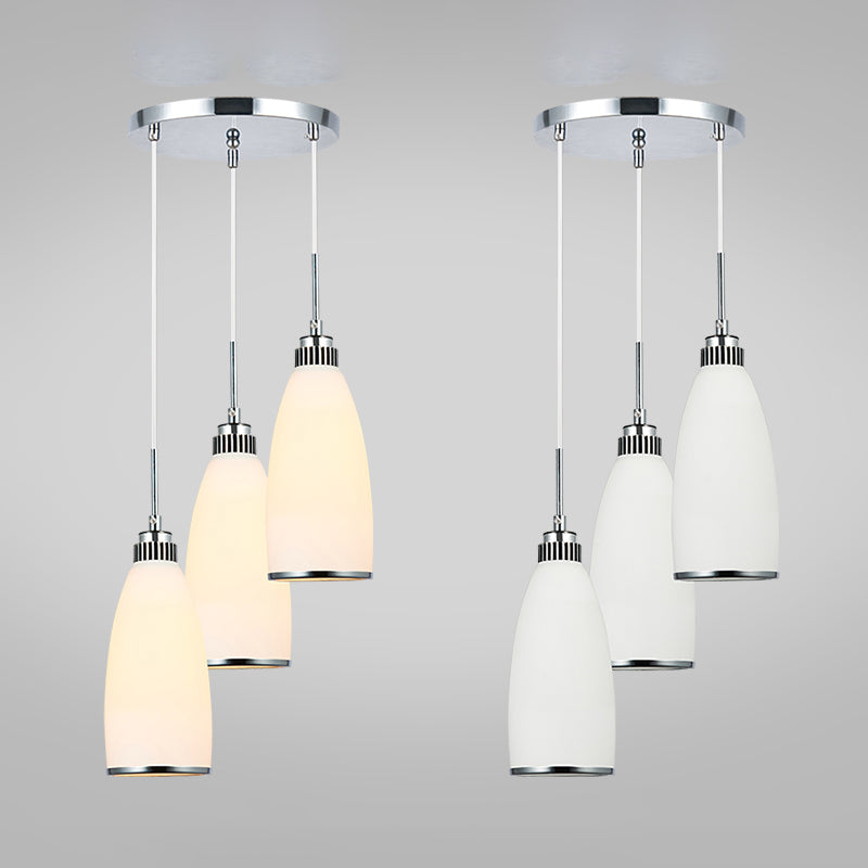 Minimaliste 3 lumières Pendante Bell Glass Shade Suspension Lampe pour salle à manger
