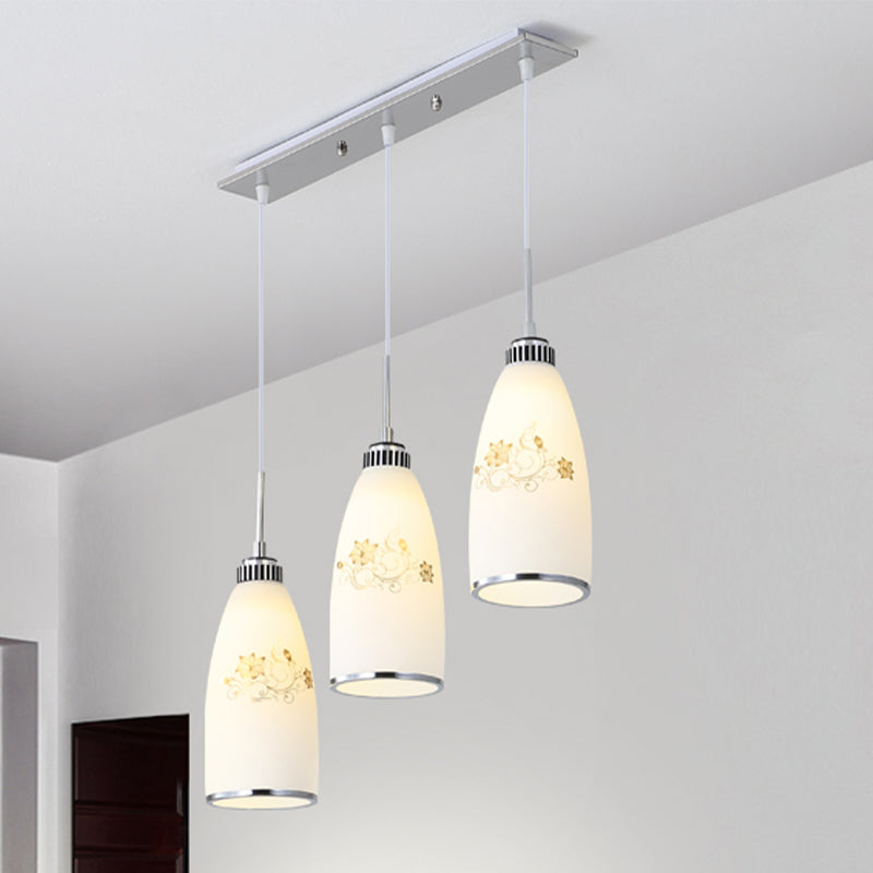 Minimaliste 3 lumières Pendante Bell Glass Shade Suspension Lampe pour salle à manger