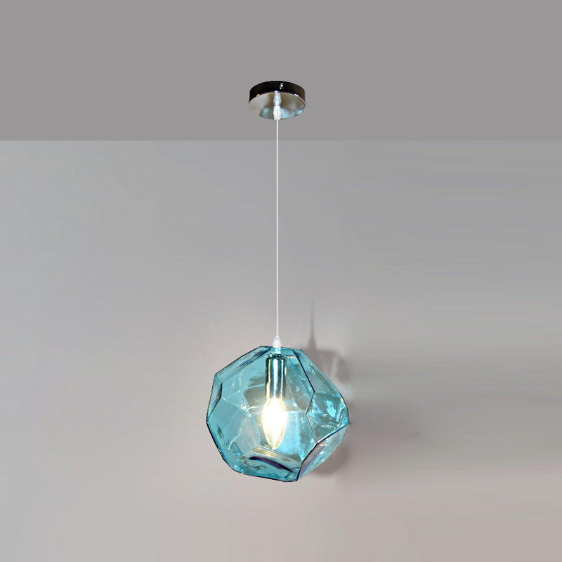 Diamant en verre petit pendentif moderniste suspendu luminaire pour chambre à coucher