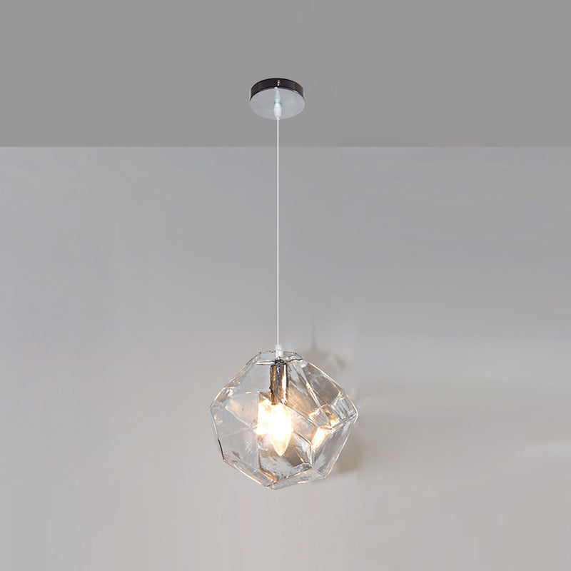 Diamant en verre petit pendentif moderniste suspendu luminaire pour chambre à coucher