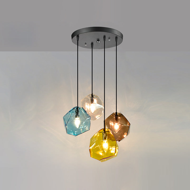 Diamant en verre petit pendentif moderniste suspendu luminaire pour chambre à coucher
