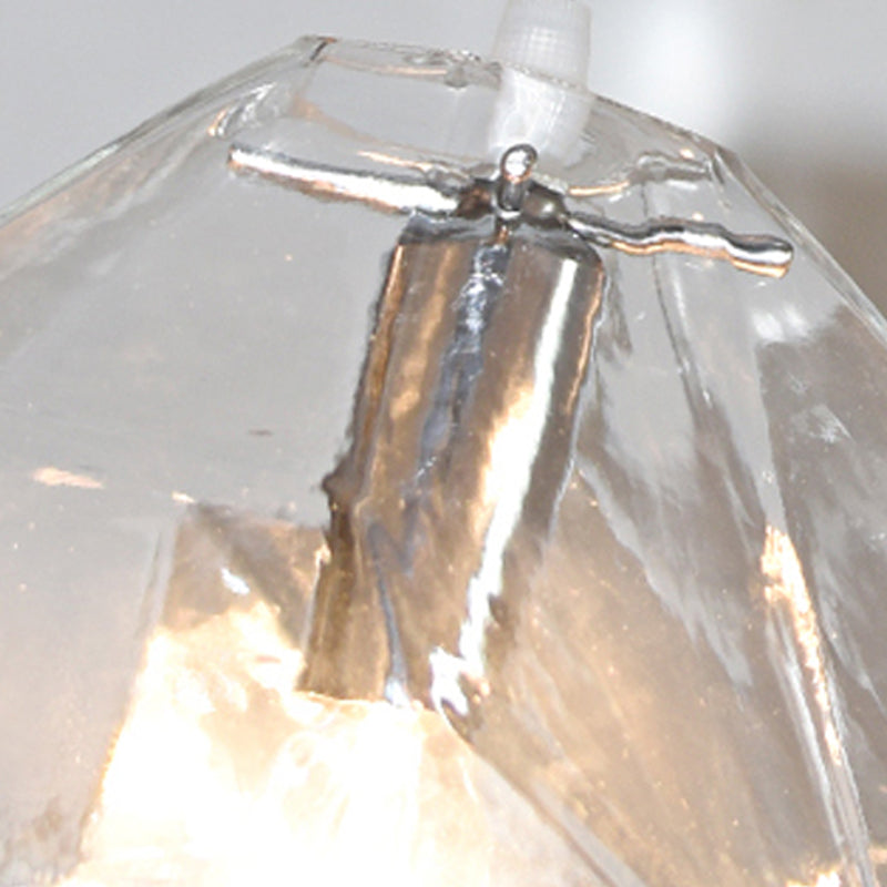 Diamant en verre petit pendentif moderniste suspendu luminaire pour chambre à coucher