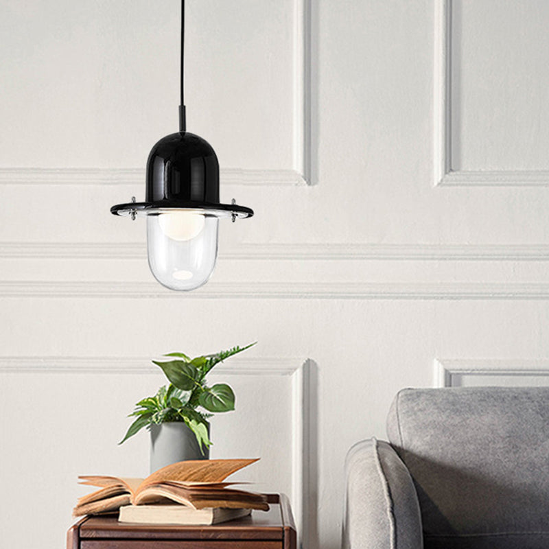 Éclairage de pendentif en verre transparent lampe à suspension à 1 lumière minimaliste pour chambre à coucher