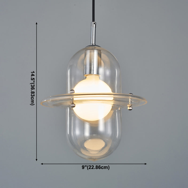 Éclairage de pendentif en verre transparent lampe à suspension à 1 lumière minimaliste pour chambre à coucher