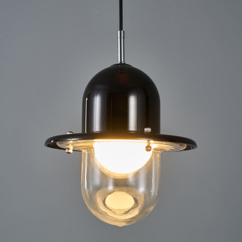 Éclairage de pendentif en verre transparent lampe à suspension à 1 lumière minimaliste pour chambre à coucher