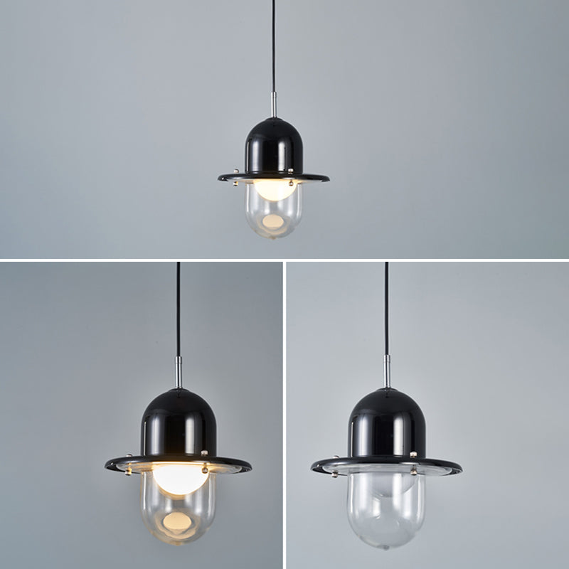 Éclairage de pendentif en verre transparent lampe à suspension à 1 lumière minimaliste pour chambre à coucher