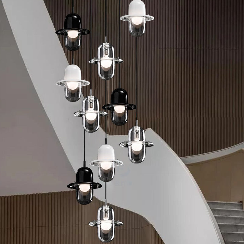 Éclairage de pendentif en verre transparent lampe à suspension à 1 lumière minimaliste pour chambre à coucher