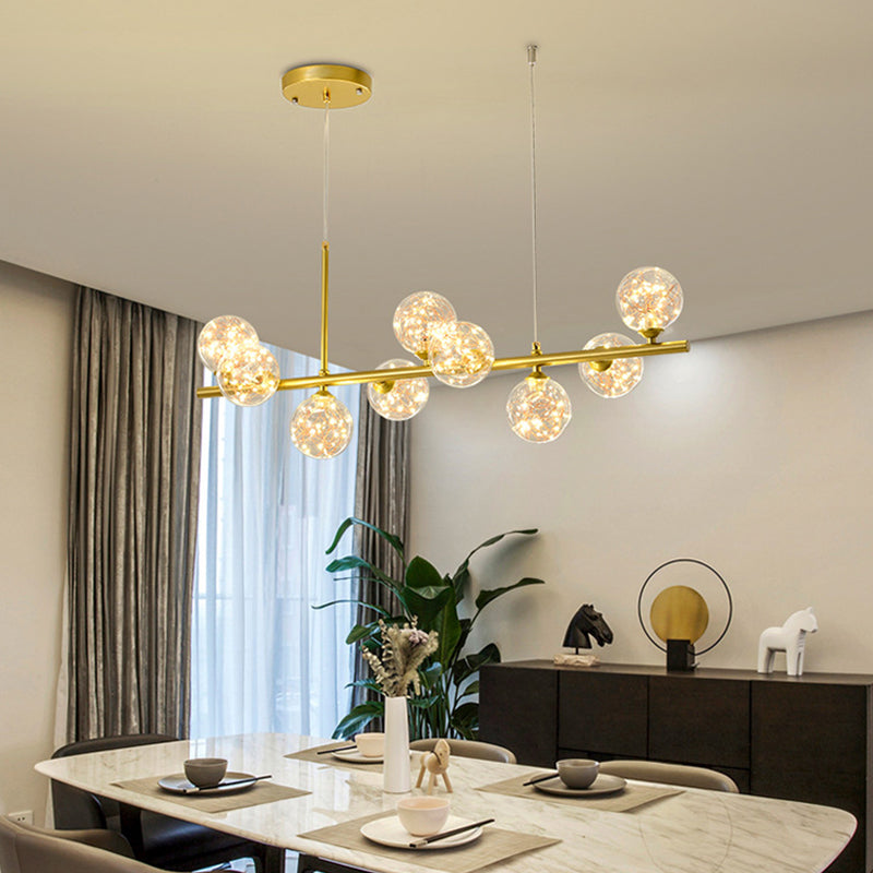 Lustres de lustre simple luminaires d'éclairage de pendentif multi-tête avec teinte en verre pour salle à manger