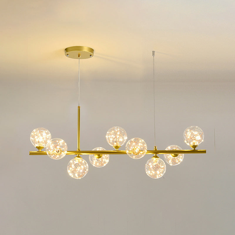Lustres de lustre simple luminaires d'éclairage de pendentif multi-tête avec teinte en verre pour salle à manger