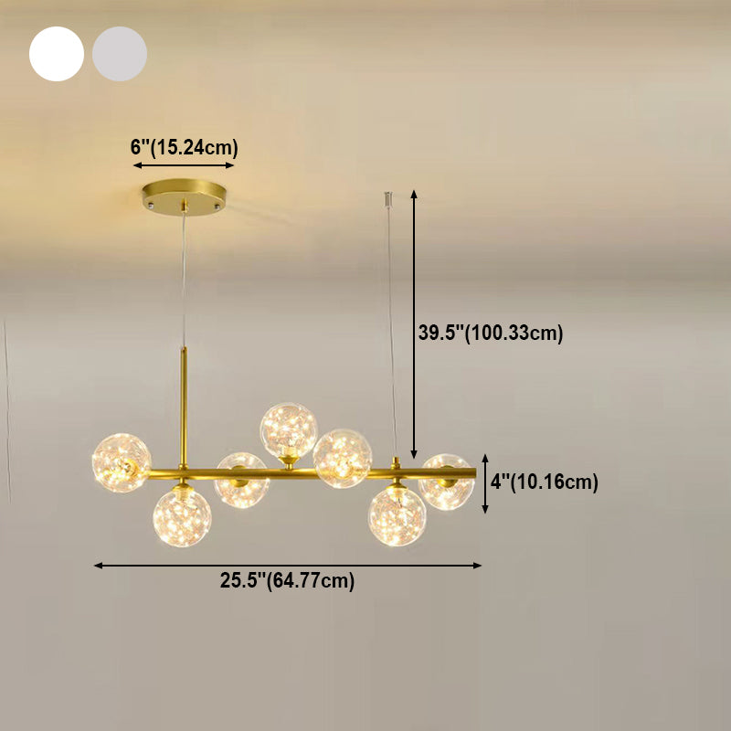 Lustres de lustre simple luminaires d'éclairage de pendentif multi-tête avec teinte en verre pour salle à manger