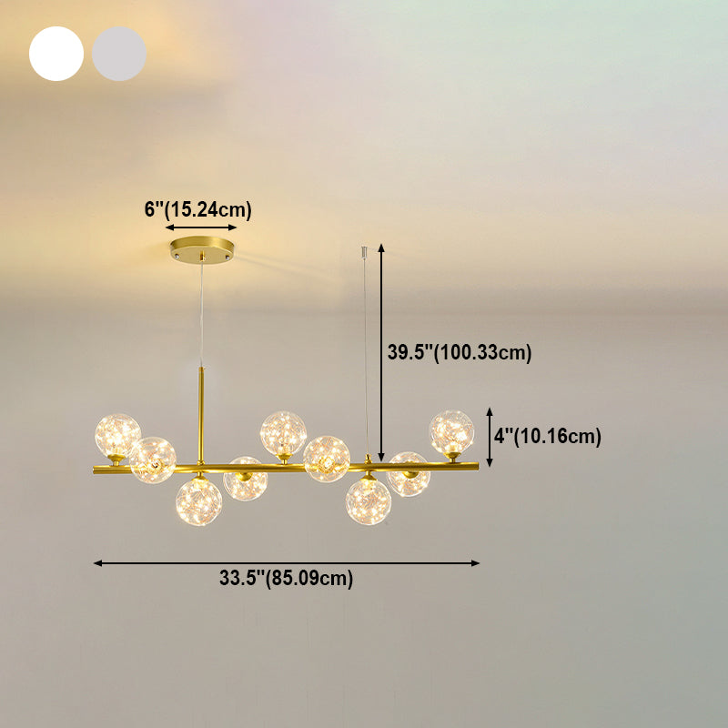Lustres de lustre simple luminaires d'éclairage de pendentif multi-tête avec teinte en verre pour salle à manger
