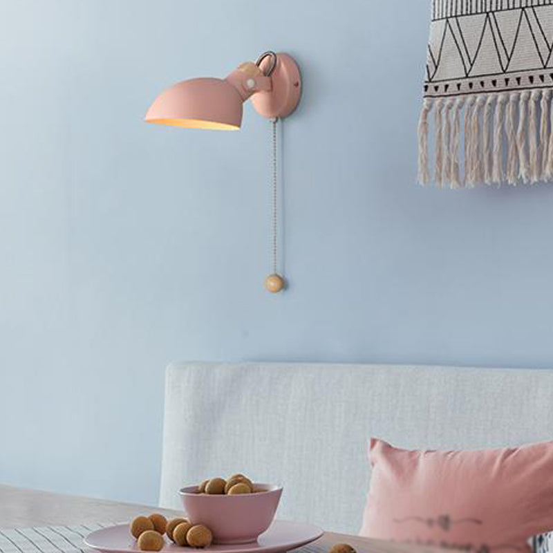 Luz de metal nórdica luz de pared de macarrón de luz simple con interruptor para dormitorio