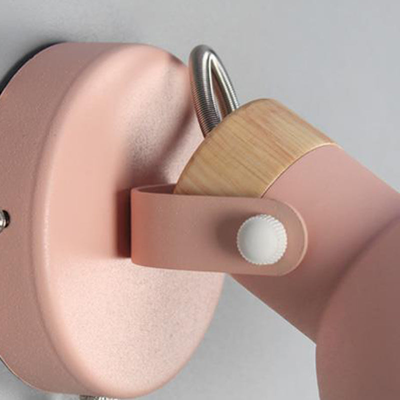 Luz de metal nórdica luz de pared de macarrón de luz simple con interruptor para dormitorio