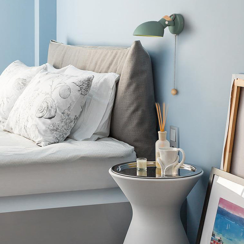 Luz de metal nórdica luz de pared de macarrón de luz simple con interruptor para dormitorio