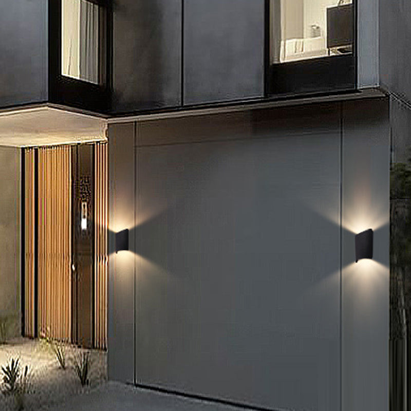 Zeitgenössische Aluminium -Wandleuchte 8,5 "hoch 2 Leuchten LED -Wandscheibe für draußen