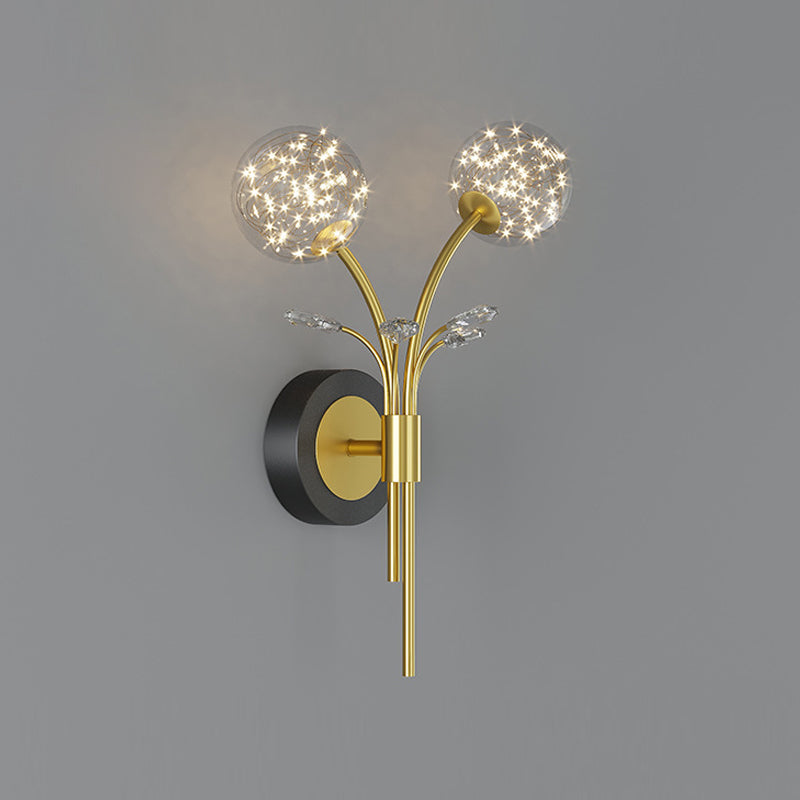 2-lichts Noordse wandlicht metaal Gouden Globe Led Wall Sconce voor woonkamer