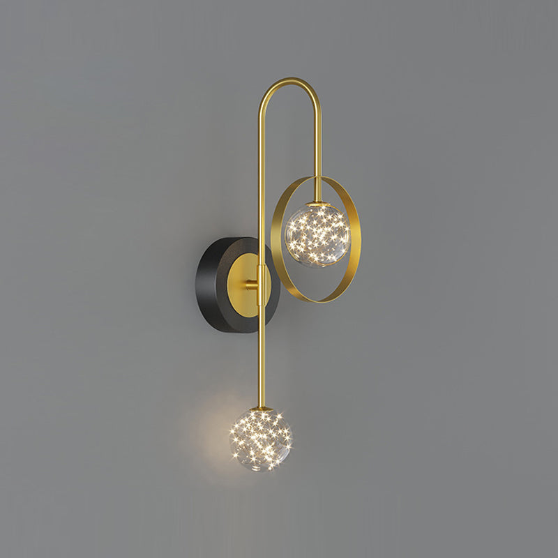 2-lichts Noordse wandlicht metaal Gouden Globe Led Wall Sconce voor woonkamer