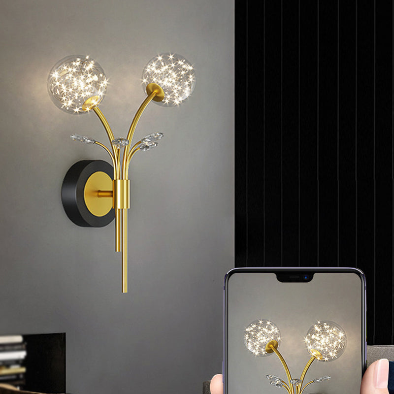 2-lichts Noordse wandlicht metaal Gouden Globe Led Wall Sconce voor woonkamer