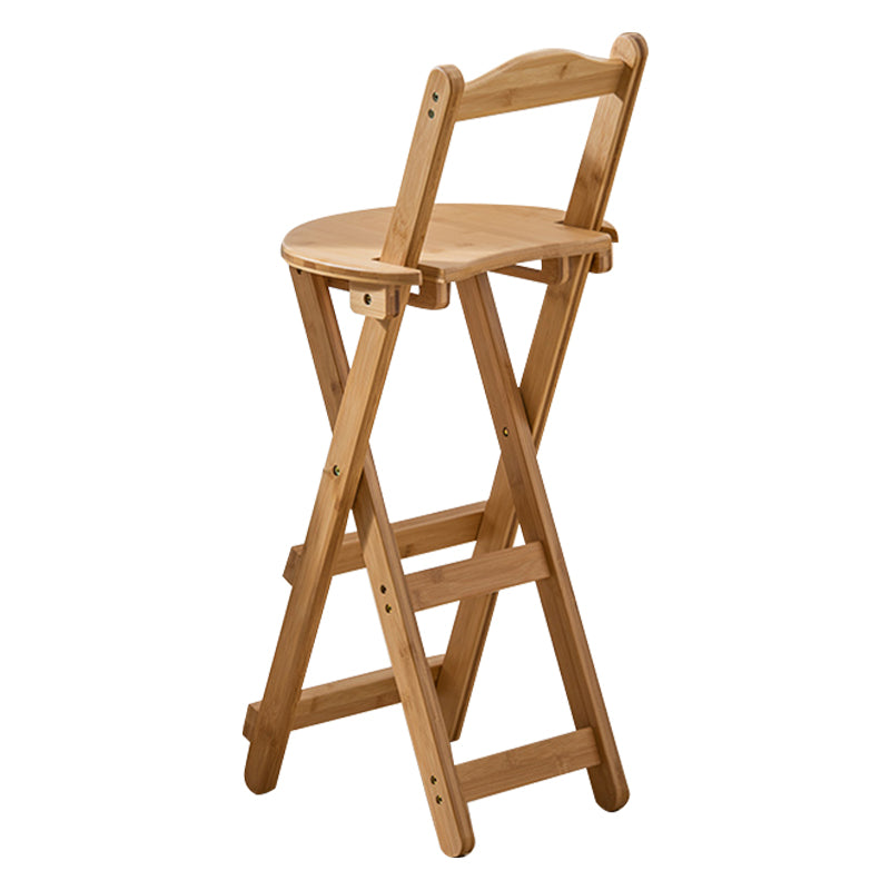 Modern Armless Foldable Counter Stool Wood Kitchen Bar Stool with Wooden Seat and Pedal