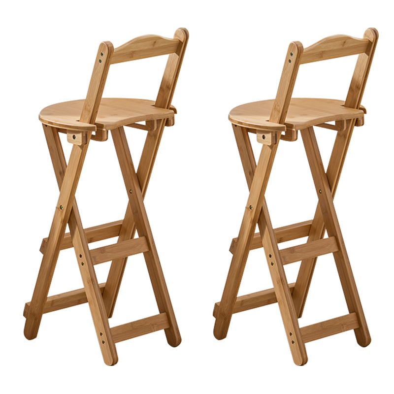 Modern Armless Foldable Counter Stool Wood Kitchen Bar Stool with Wooden Seat and Pedal