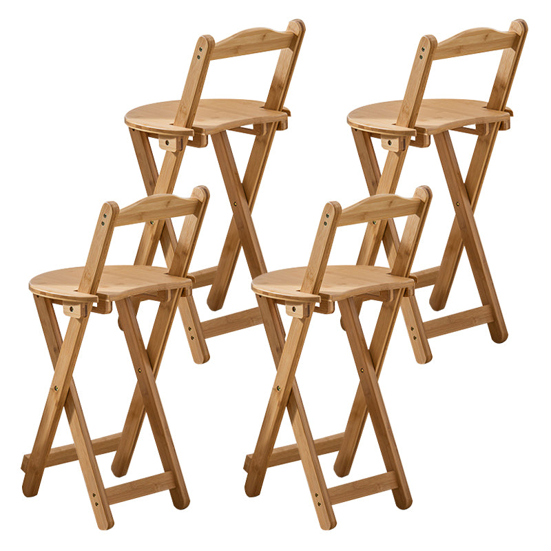 Modern Armless Foldable Counter Stool Wood Kitchen Bar Stool with Wooden Seat and Pedal