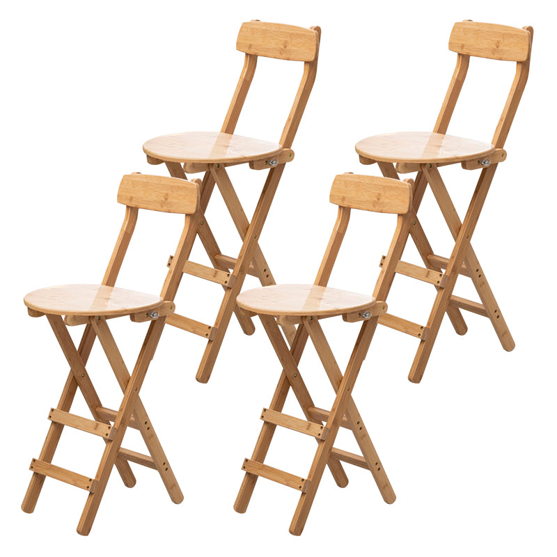 Modern Armless Foldable Counter Stool Wood Kitchen Bar Stool with Wooden Seat and Pedal