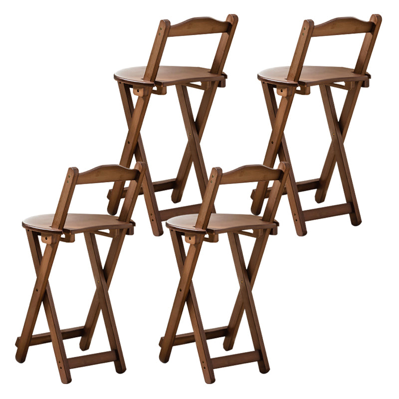 Modern Armless Foldable Counter Stool Wood Kitchen Bar Stool with Wooden Seat and Pedal
