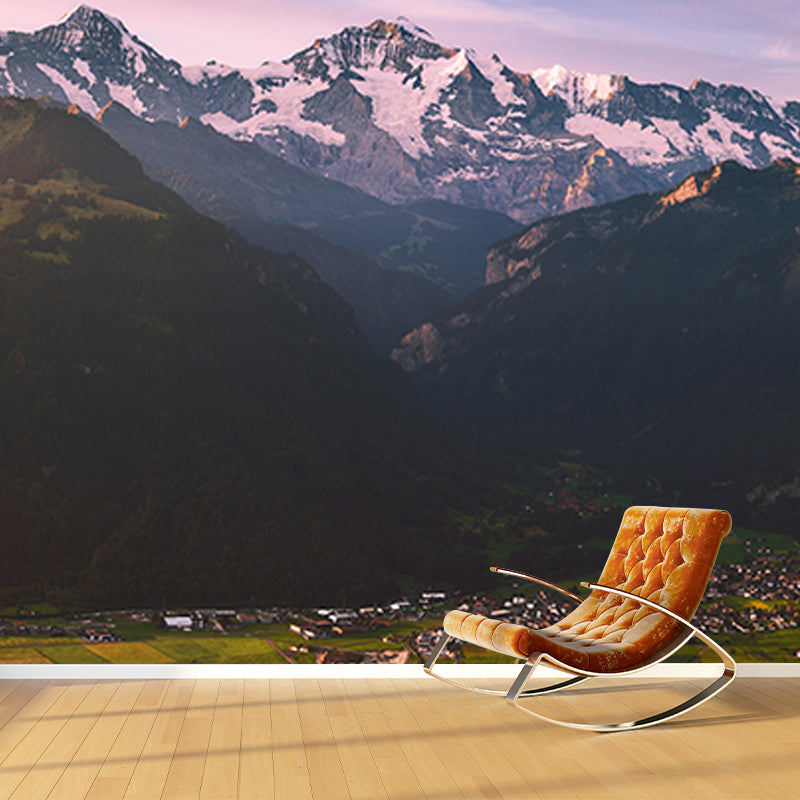 Environment Friendly Resistant Mural Wallpaper Mountains Sleeping Room Wall Mural