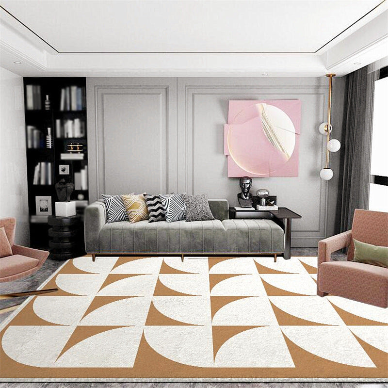 Green Modern Rug Polyester Pattern Rug Stain Resistant Rug for Living Room