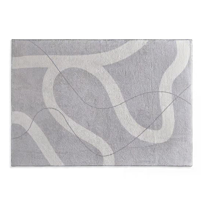 Light Yellow Irregular Line Rug Polyester Simple Rug Washable Rug for Living Room