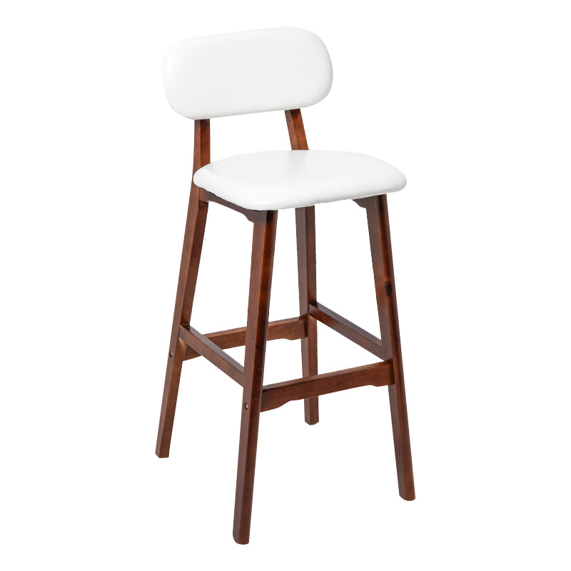 Modern Armless Backrest Counter Stool Wood Kitchen Bar Stool with Cushion and Pedal