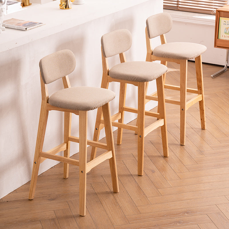 Modern Armless Backrest Counter Stool Wood Kitchen Bar Stool with Cushion and Pedal