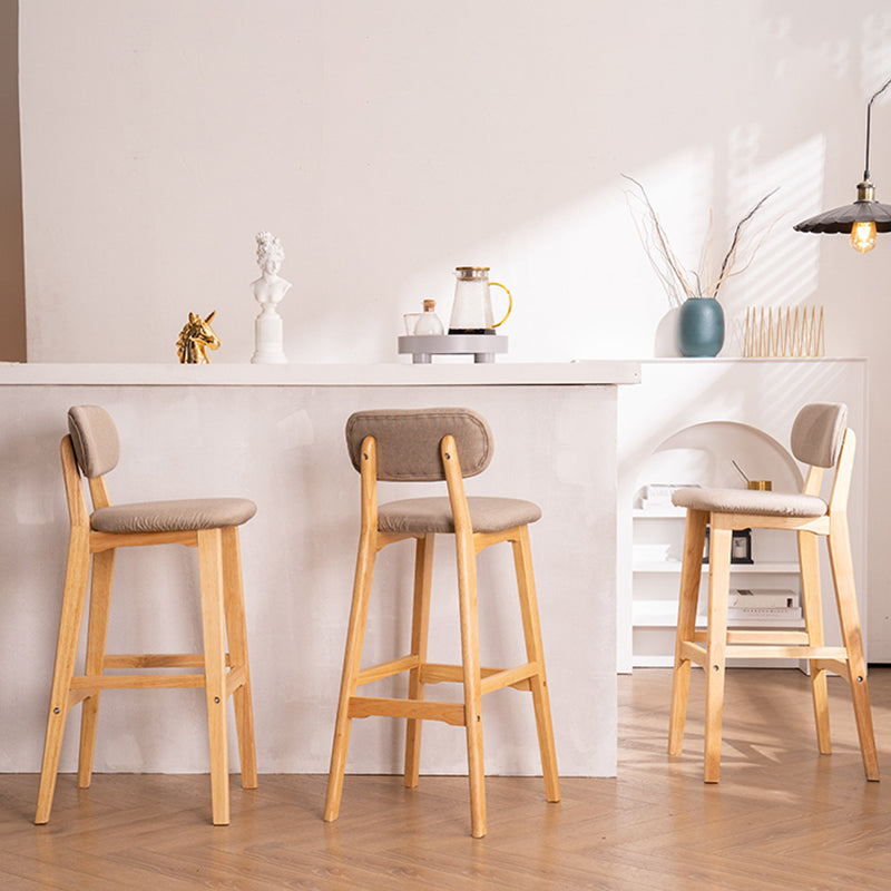 Modern Armless Backrest Counter Stool Wood Kitchen Bar Stool with Cushion and Pedal