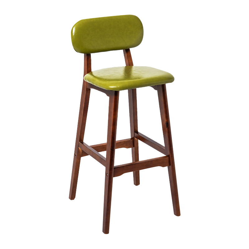 Modern Armless Backrest Counter Stool Wood Kitchen Bar Stool with Cushion and Pedal