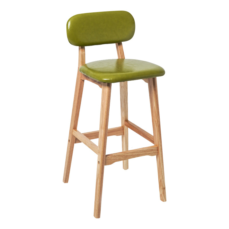 Modern Armless Backrest Counter Stool Wood Kitchen Bar Stool with Cushion and Pedal