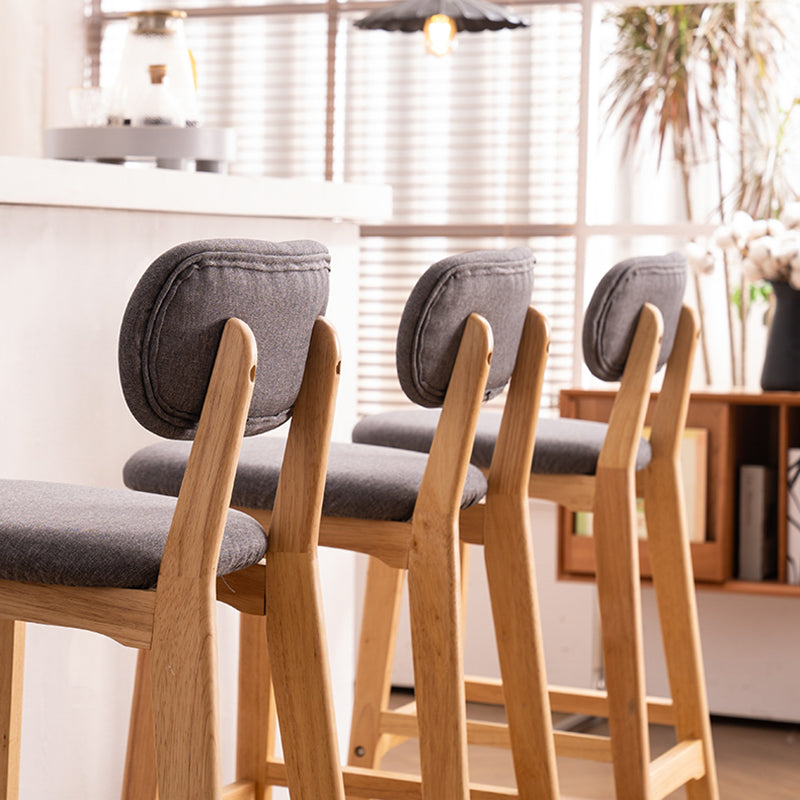 Modern Armless Backrest Counter Stool Wood Kitchen Bar Stool with Cushion and Pedal