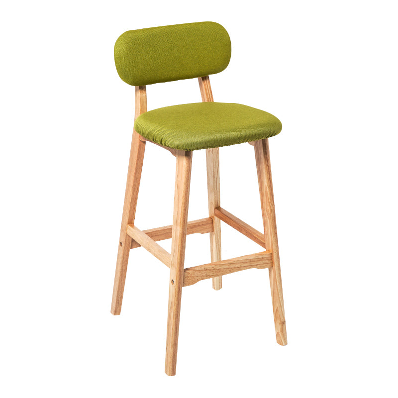 Modern Armless Backrest Counter Stool Wood Kitchen Bar Stool with Cushion and Pedal