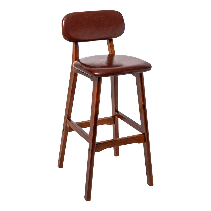 Modern Armless Backrest Counter Stool Wood Kitchen Bar Stool with Cushion and Pedal