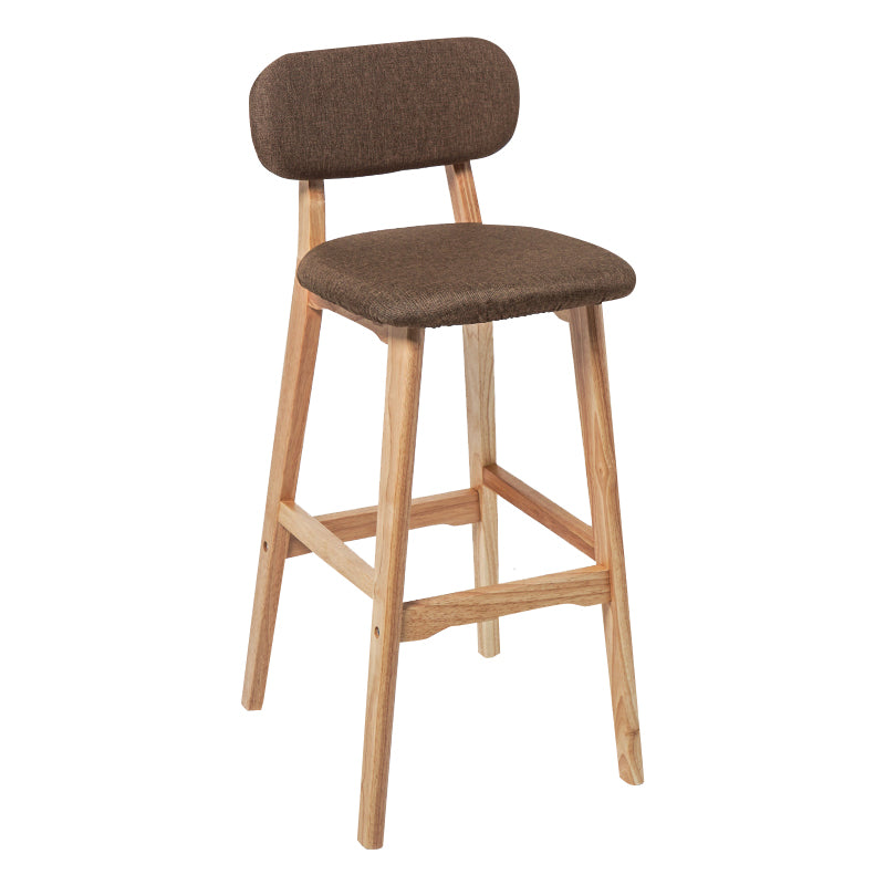 Modern Armless Backrest Counter Stool Wood Kitchen Bar Stool with Cushion and Pedal