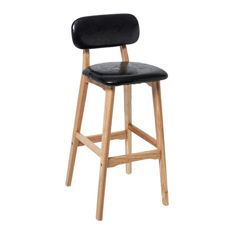 Modern Armless Backrest Counter Stool Wood Kitchen Bar Stool with Cushion and Pedal