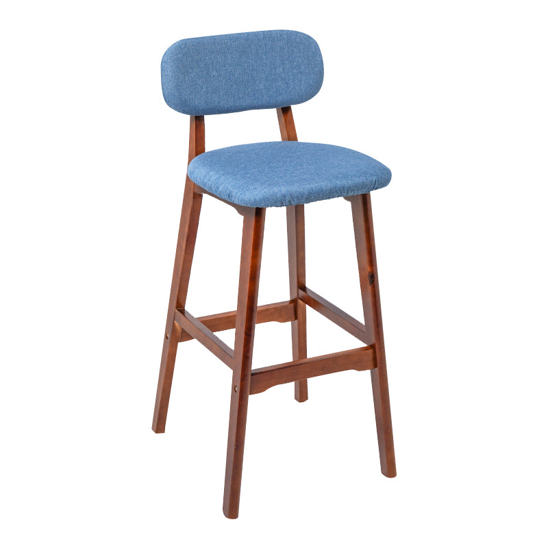 Modern Armless Backrest Counter Stool Wood Kitchen Bar Stool with Cushion and Pedal
