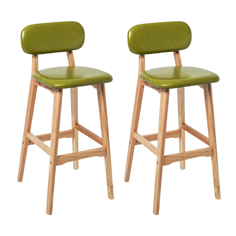 Modern Armless Backrest Counter Stool Wood Kitchen Bar Stool with Cushion and Pedal