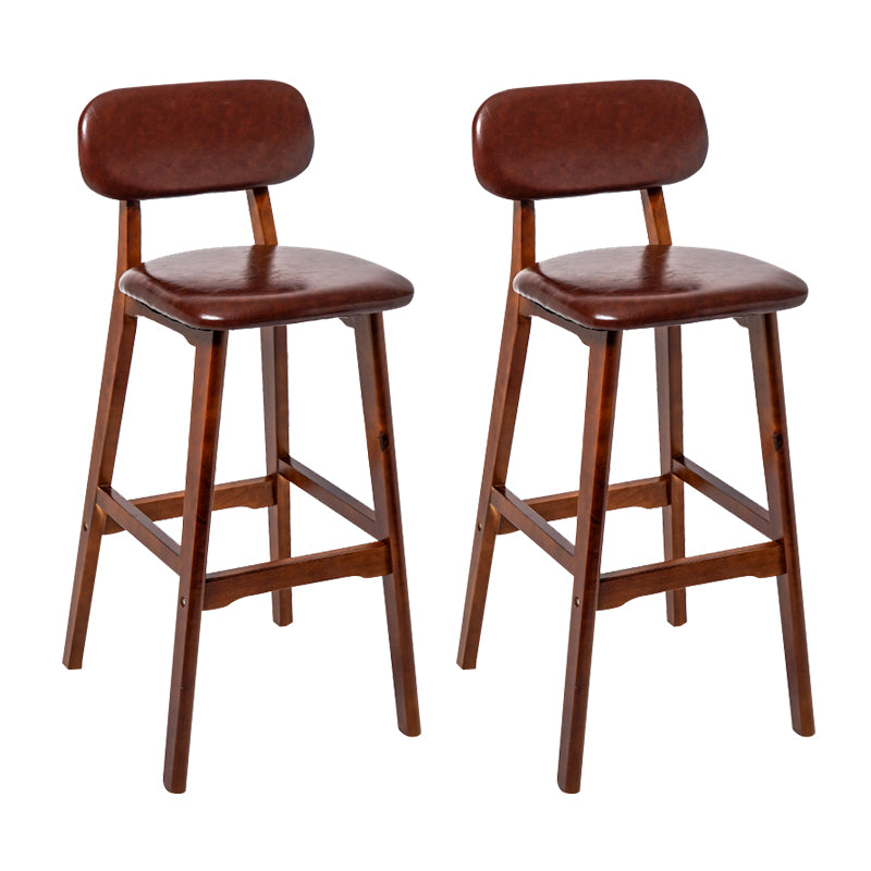 Modern Armless Backrest Counter Stool Wood Kitchen Bar Stool with Cushion and Pedal