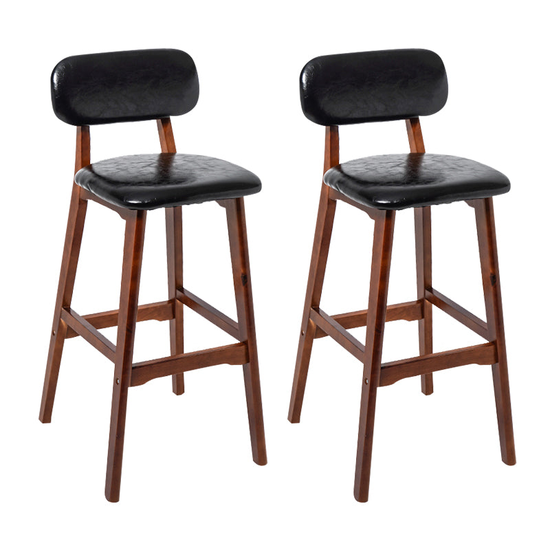Modern Armless Backrest Counter Stool Wood Kitchen Bar Stool with Cushion and Pedal