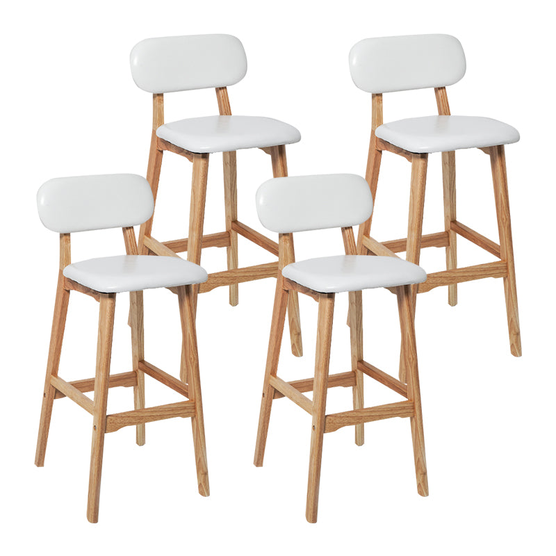 Modern Armless Backrest Counter Stool Wood Kitchen Bar Stool with Cushion and Pedal