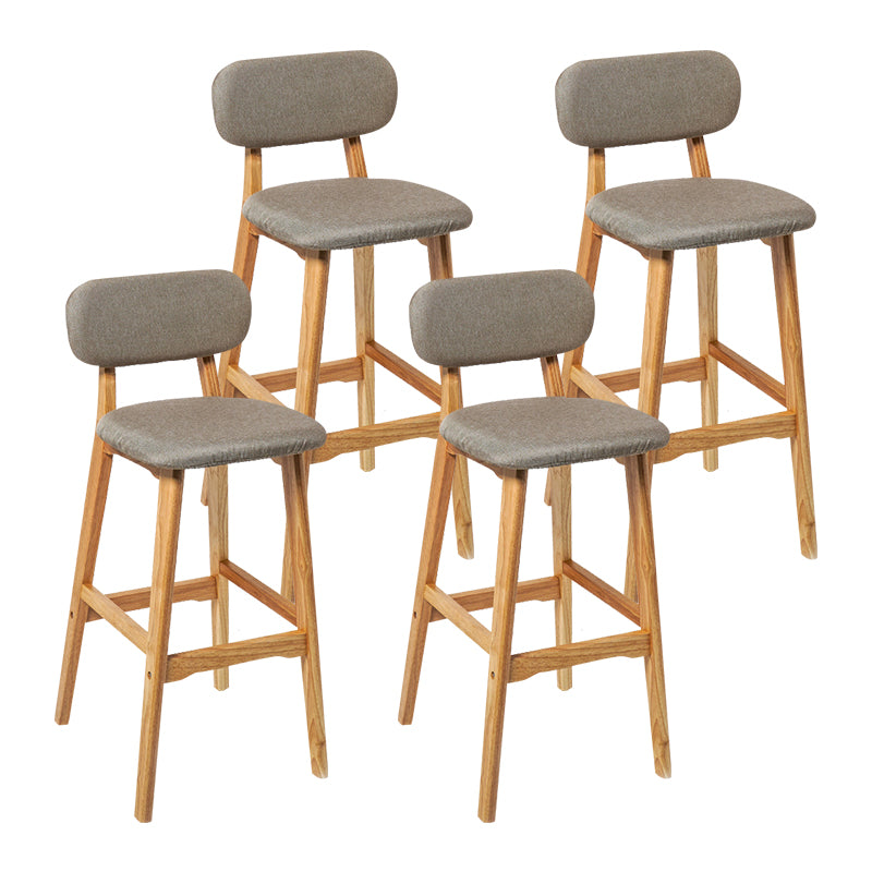 Modern Armless Backrest Counter Stool Wood Kitchen Bar Stool with Cushion and Pedal
