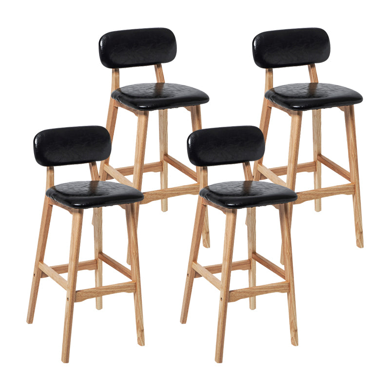 Modern Armless Backrest Counter Stool Wood Kitchen Bar Stool with Cushion and Pedal