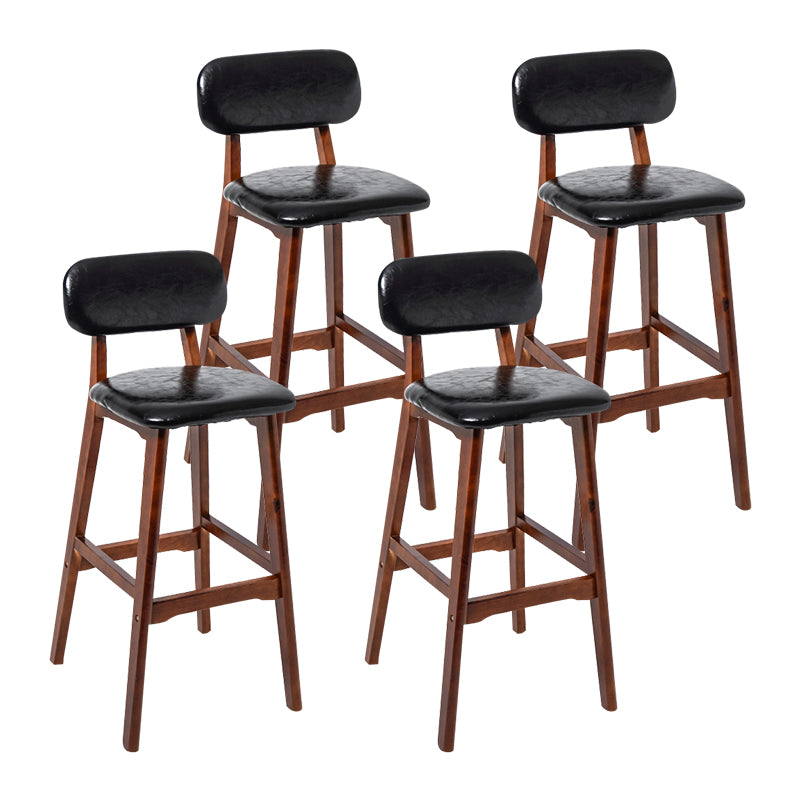 Modern Armless Backrest Counter Stool Wood Kitchen Bar Stool with Cushion and Pedal